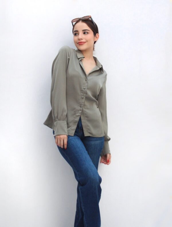 Camisa satén drapped - Imagen 3