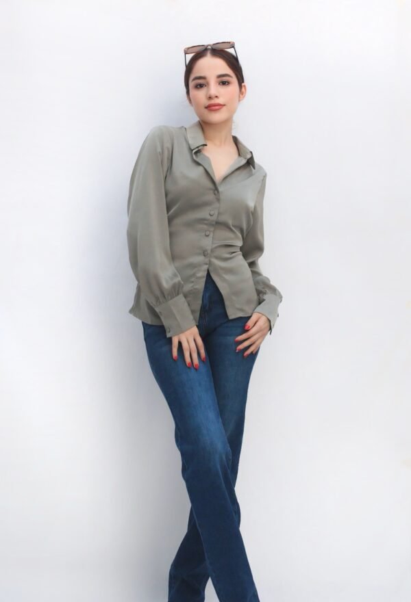 Camisa satén drapped - Imagen 4