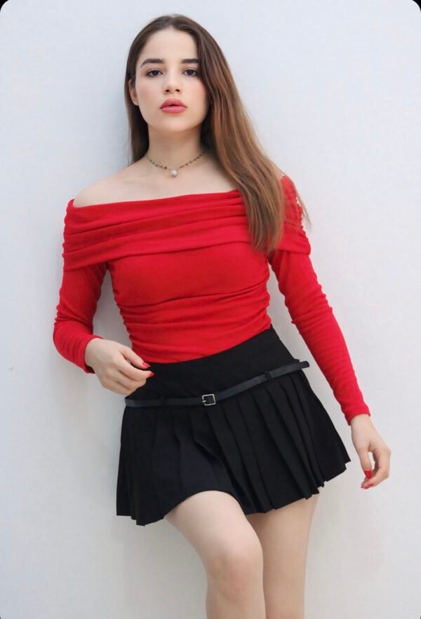 Falda plisada con cinto - Imagen 4