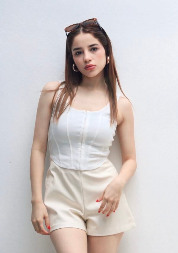 Top Blanco Corset broches - Imagen 4