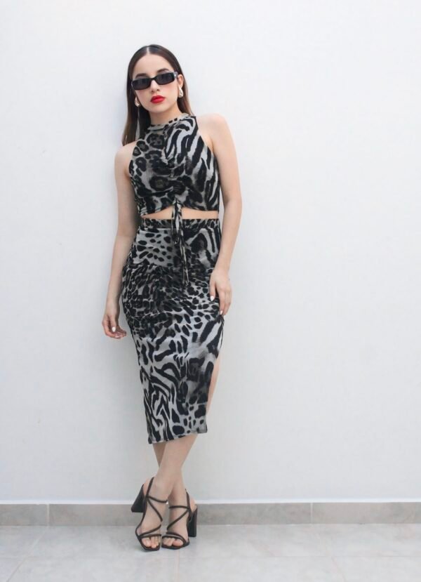 Set Top+Falda Mesh  Animal Print - Imagen 2