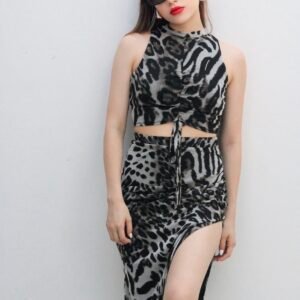 Set Top+Falda Mesh  Animal Print