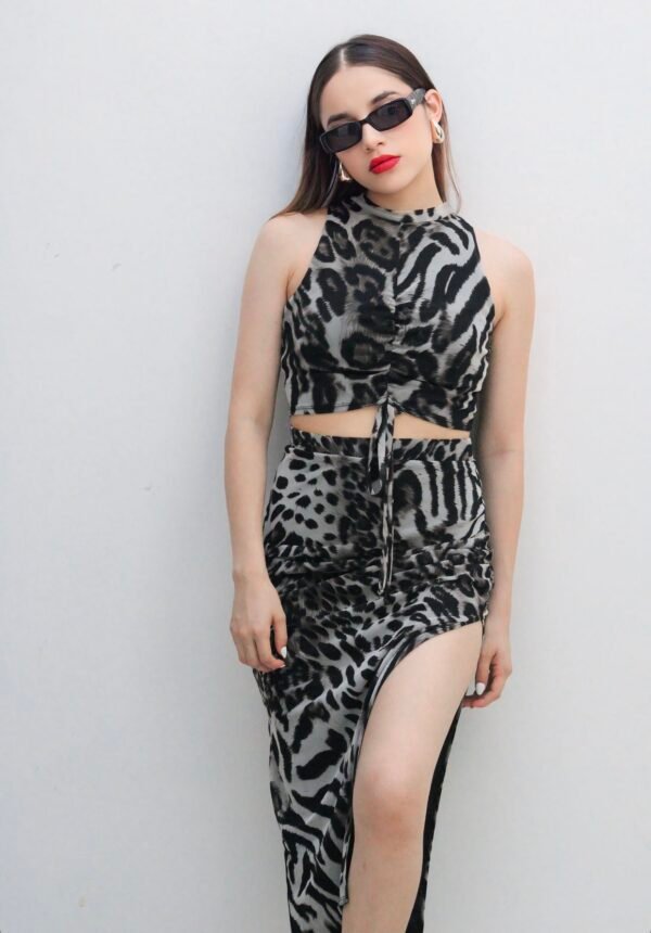 Set Top+Falda Mesh  Animal Print